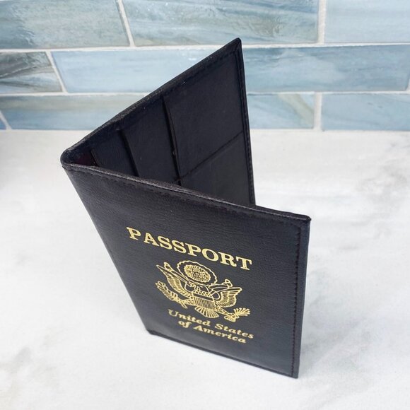 Vintage USA Passport Case Holder United States of America Brown Genuine Leather - Picture 5 of 6